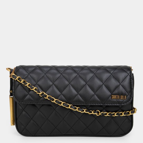 Bolsa Santa Lolla Matelassê Média Corrente Feminina - Preto Menor preço em Bolsa Santa Lolla Matelassê Média Corrente Feminina - Preto