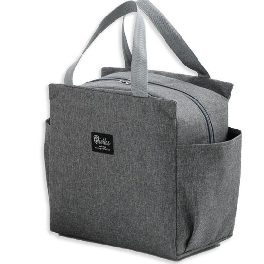 Bolsa Térmica Lancheira Marmita com Bolsos Externos para Garrafas e Acessórios - Cinza Menor preço em Bolsa Térmica Lancheira Marmita com Bolsos Externos para Garrafas e Acessórios - Cinza
