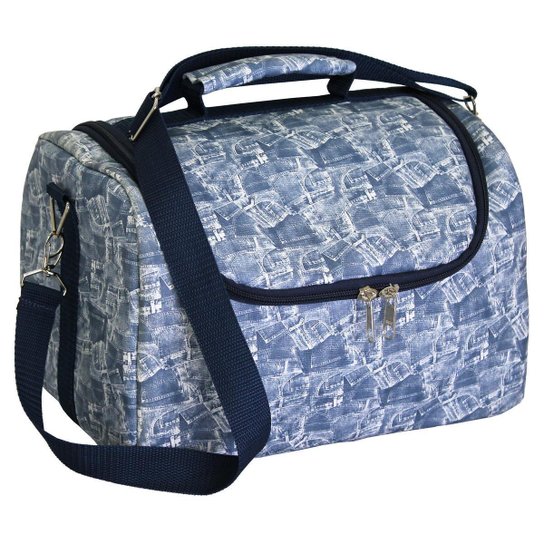 Bolsa térmica LS Bolsas Azul em soft-touch emborrachado estampa tipo jeans - BT6182 - Jeans Menor preço em Bolsa térmica LS Bolsas Azul em soft-touch emborrachado estampa tipo jeans - BT6182 - Jeans