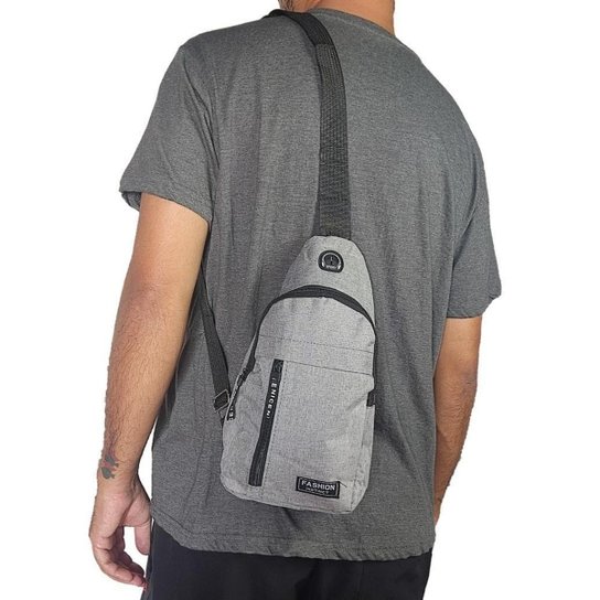 Bolsa Tiracolo Masculina Pochete Transversal Ombro Peitoral - Cinza Menor preço em Bolsa Tiracolo Masculina Pochete Transversal Ombro Peitoral - Cinza