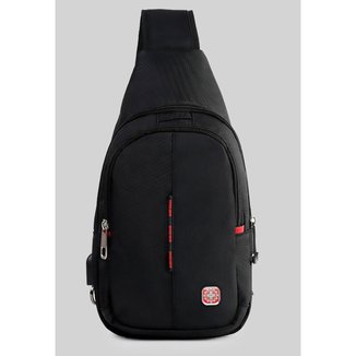 Bolsa Transversal CrossWave Shoulder Bag Saída USB Mochila Masculina Anti Furto