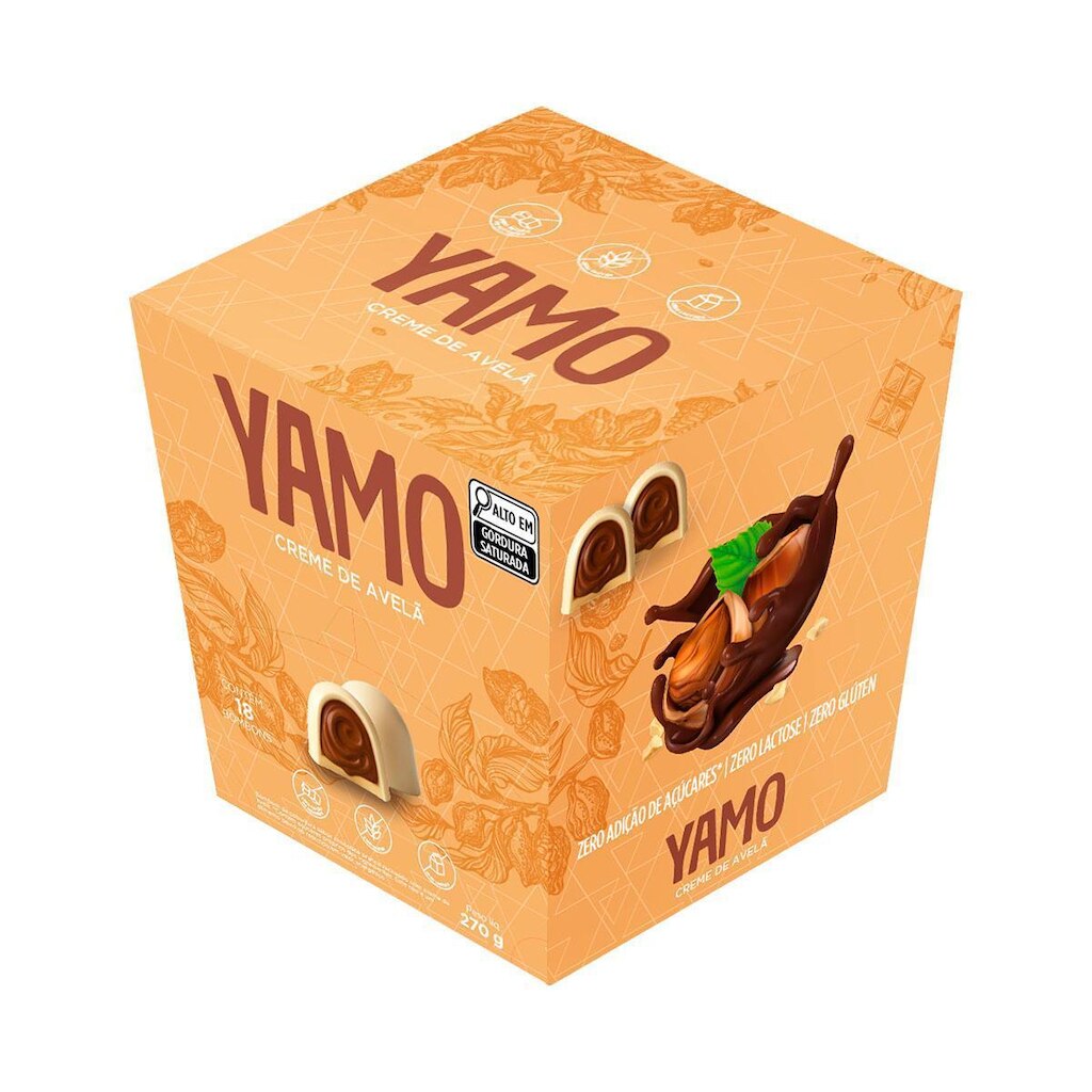 Bombom zero açúcar yamo recheio creme avelã caixa 18 un 15g