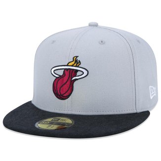 Boné 59Fifty NBAMiami Heat Core Fitted Aba Reta Aba Reta Fitted New Era Masculino