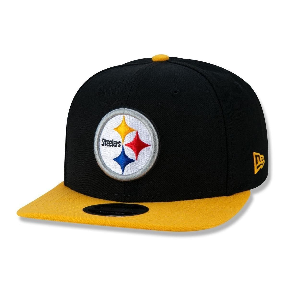 BONE 9FIFTY ORIGINAL FIT NFL PITTSBURGH STEELERS TEAM COLOR ABA RETA SNAPBACK PRETO NEW ERA