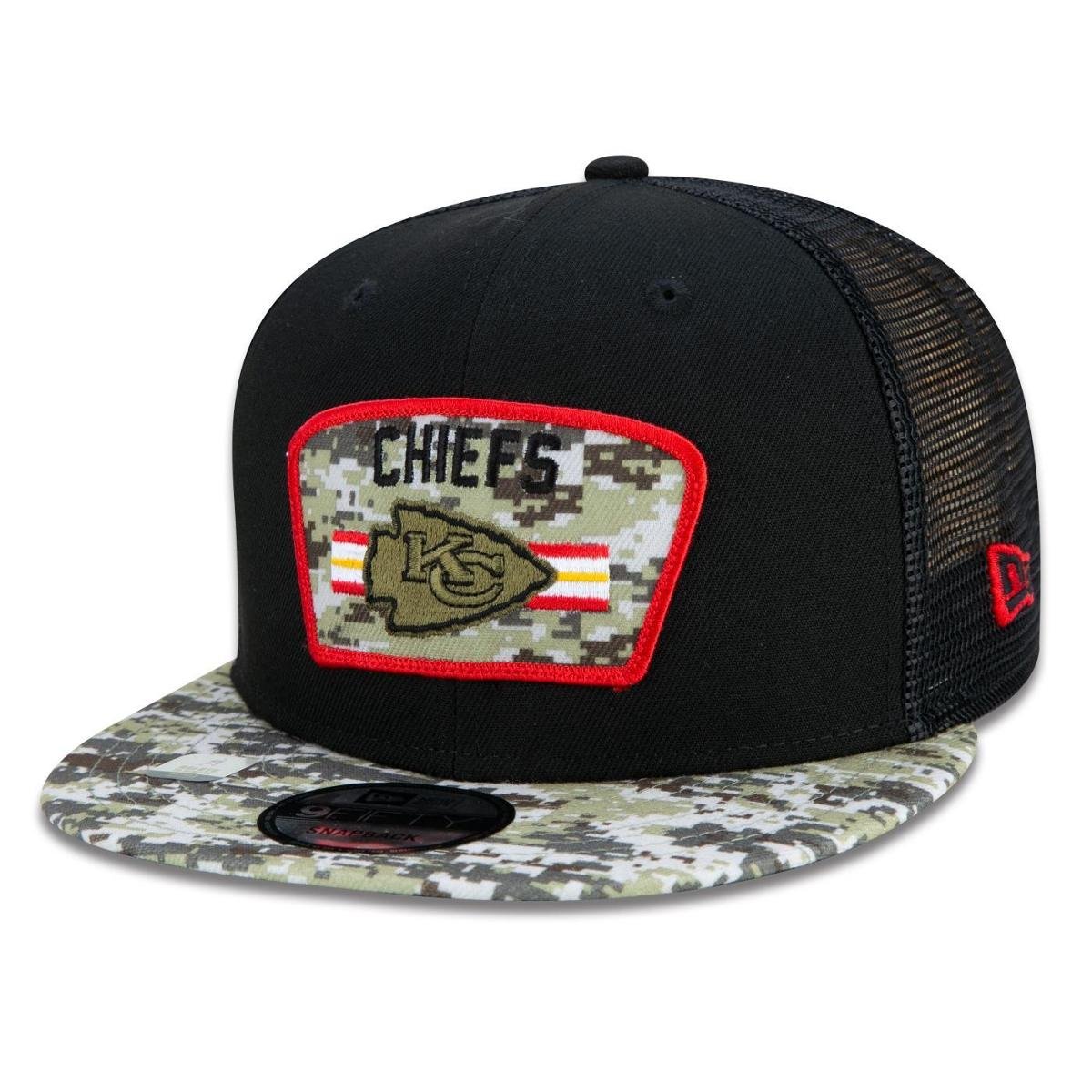 Boné 9Fifty Trucker Kansas City Chiefs Salute To Service NFL Snapback Aba Reta New Era Masculino
