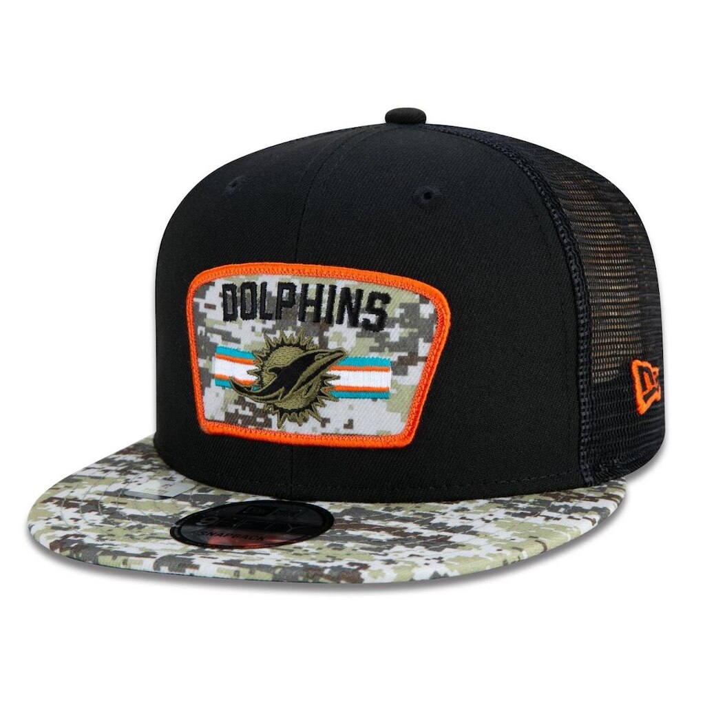Boné 9Fifty Trucker Miami Dolphins Salute To Service NFL Snapback Aba Reta New Era Masculino