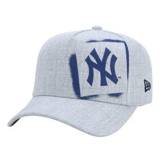 BONE 9FORTY A-FRAME SNAPBACK ABA CURVA NEW YORK YANKEES STREET LIFE STENCIL MESCLA CINZA NEW ERA