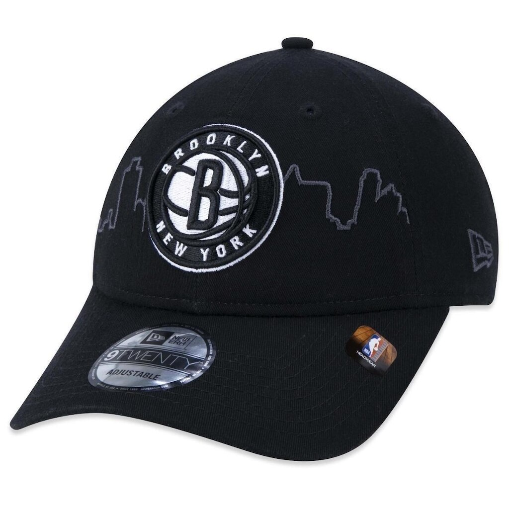 BONE 9TWENTY BROOKLYN NETS TIP-OFF ABA CURVA ABA CURVA STRAPBACK PRETO NEW ERA