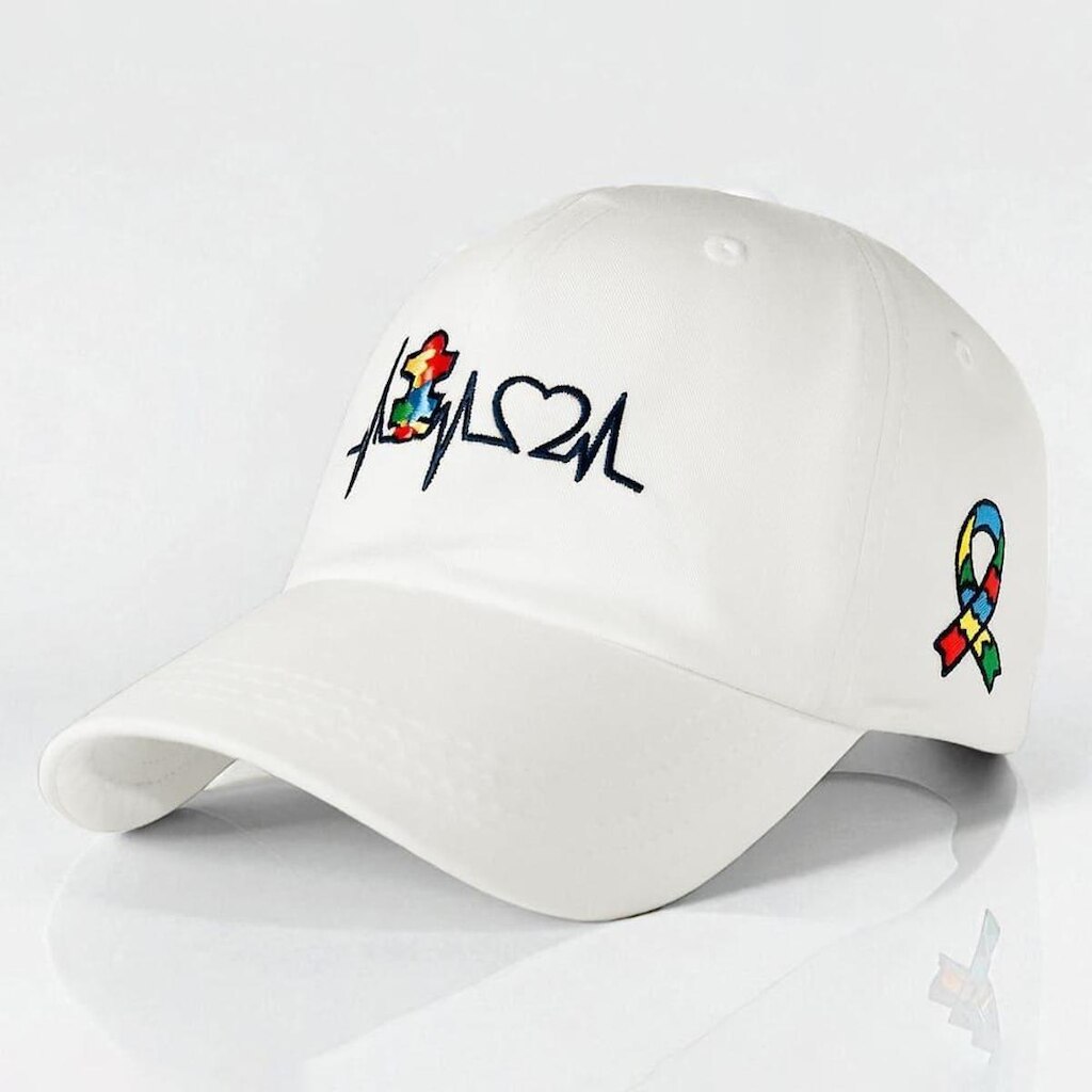Boné Aba Curva Conscientização do Autismo Unissex Heart - Modelo Dad Hat