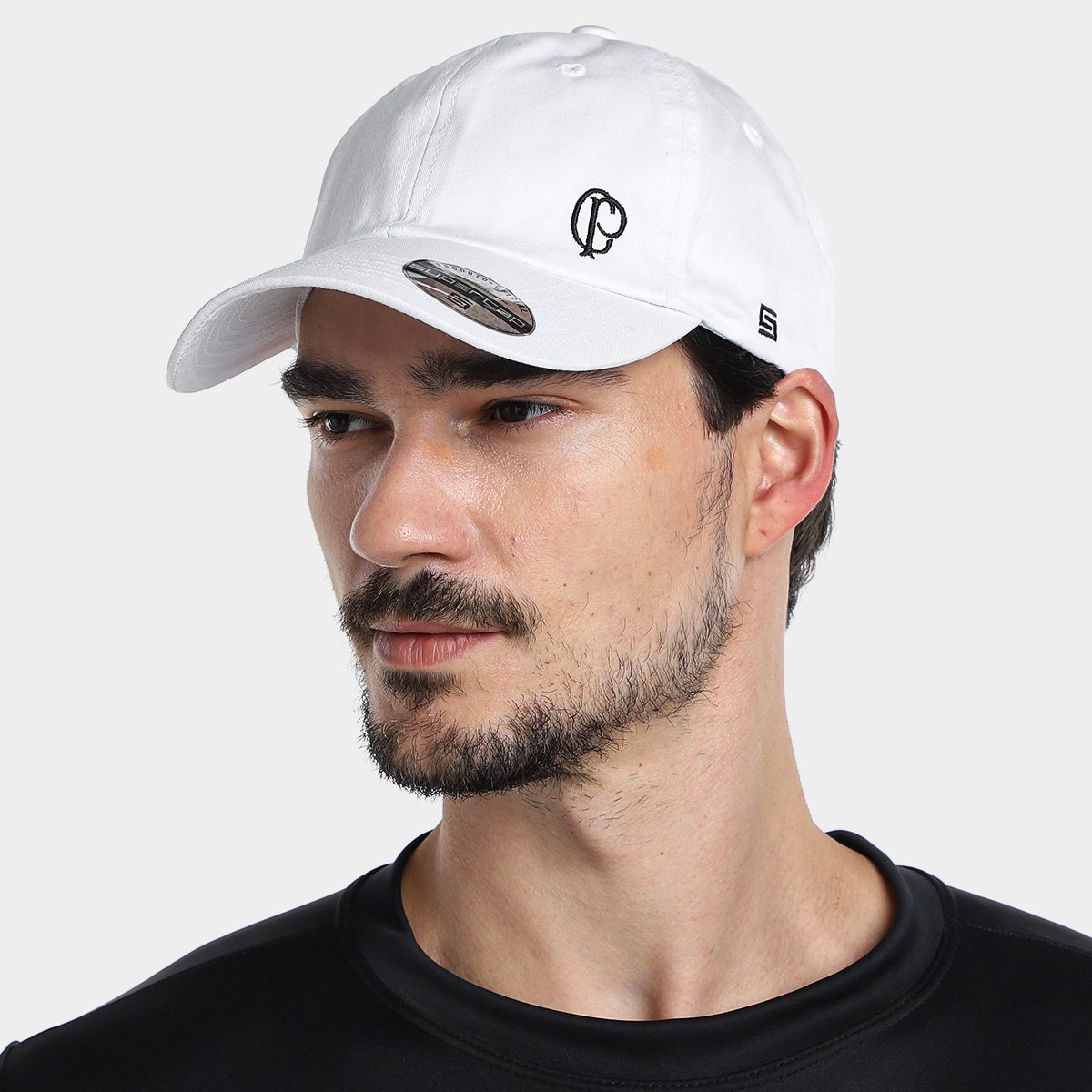 Boné Aba Curva SuperCap Corinthians Bordado Strapback - 1