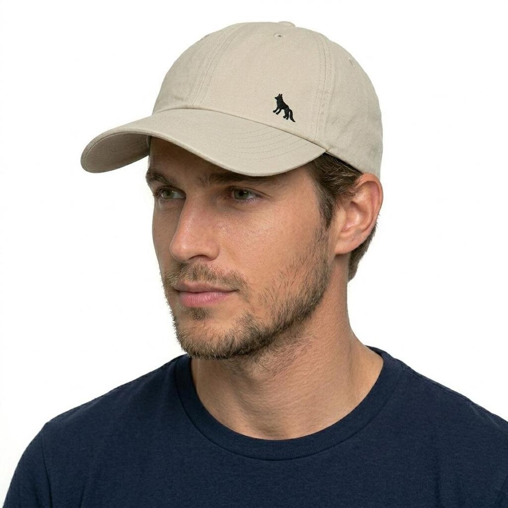 Boné Acostamento Dad Hat Aba Curva Algodão Lobo Bordado