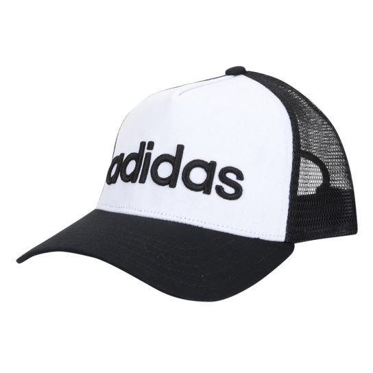Boné Adidas Aba Curva Snapback Trucker Clássico - Branco+Preto Menor preço em Boné Adidas Aba Curva Snapback Trucker Clássico - Branco+Preto