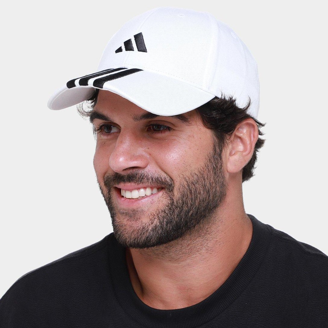 Boné Adidas Aba Curva Strapback 3 Listras - Branco | Netshoes
