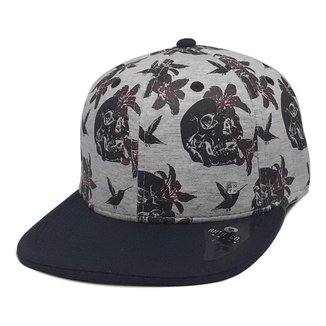 Boné Anth Aba Reta Skull Metalizado Snapback Ajustável