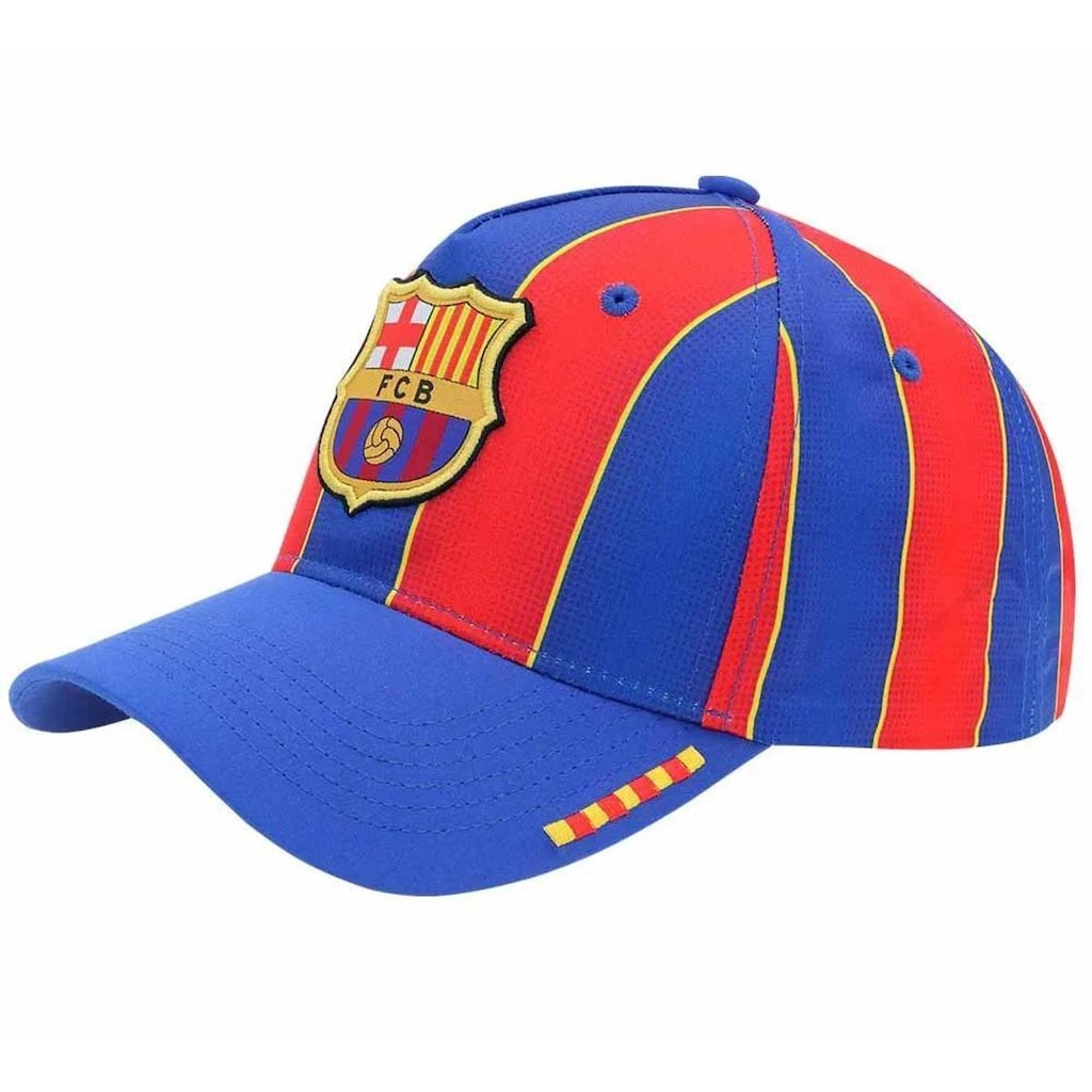 Boné Barcelona Aba Curva SuperCap Bordado  - Azul/Vermelho