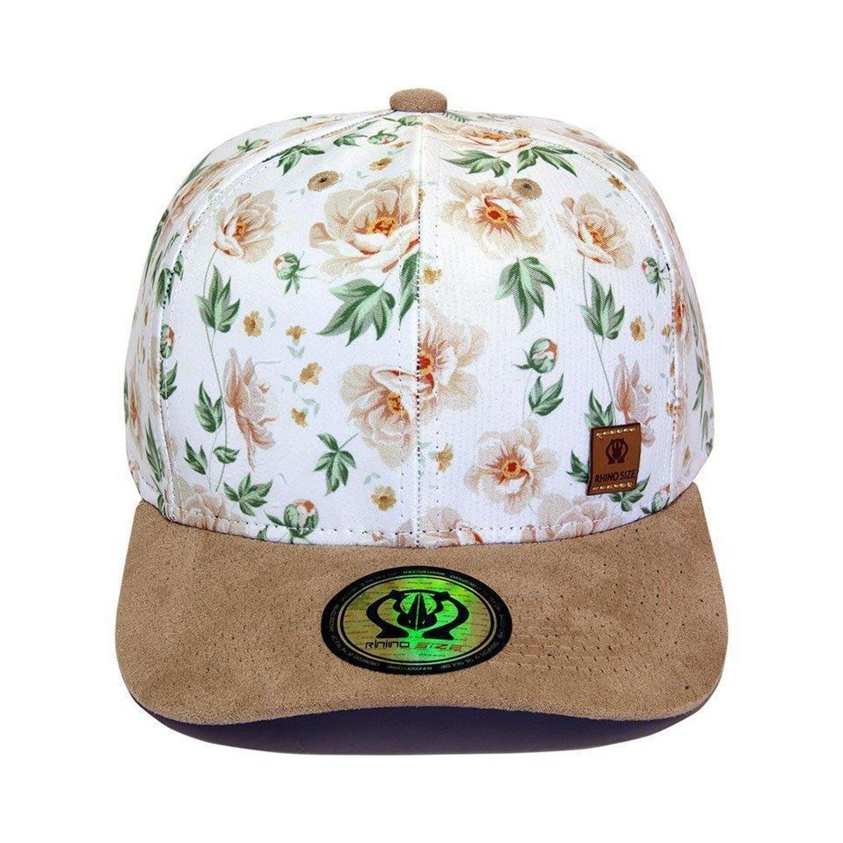 Bone Baseball Snapback Aba Curva Estampado Floral Rhs-120 Rhino Size
