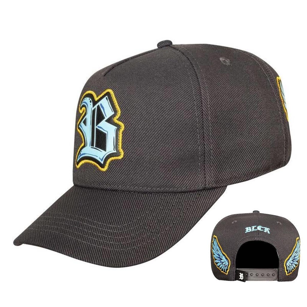 Boné Blck New Wings Logo Couro Asa Aba Curva Original Ajuste