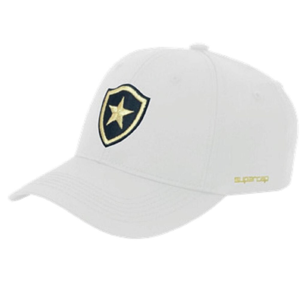 Boné Botafogo Aba Curva SuperCap Bordado escudo - Branco/Dourado
