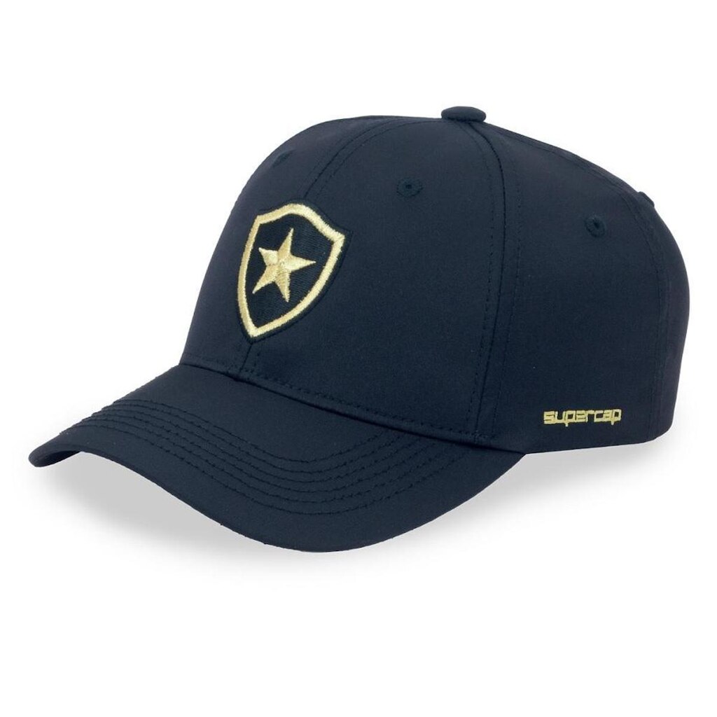 Boné Botafogo Aba Curva SuperCap Bordado escudo - Preto/Dourado