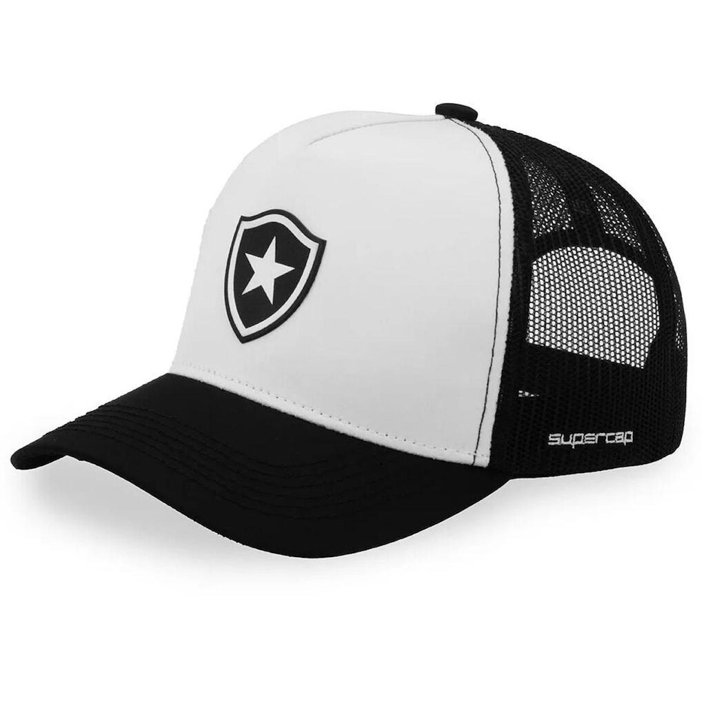 Boné Botafogo Aba Curva SuperCap Silkado escudo - Preto/branco