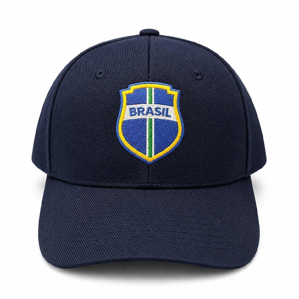 Boné Brasil SuperCap Brasão Símbolo Aba Curva Azul Oficial