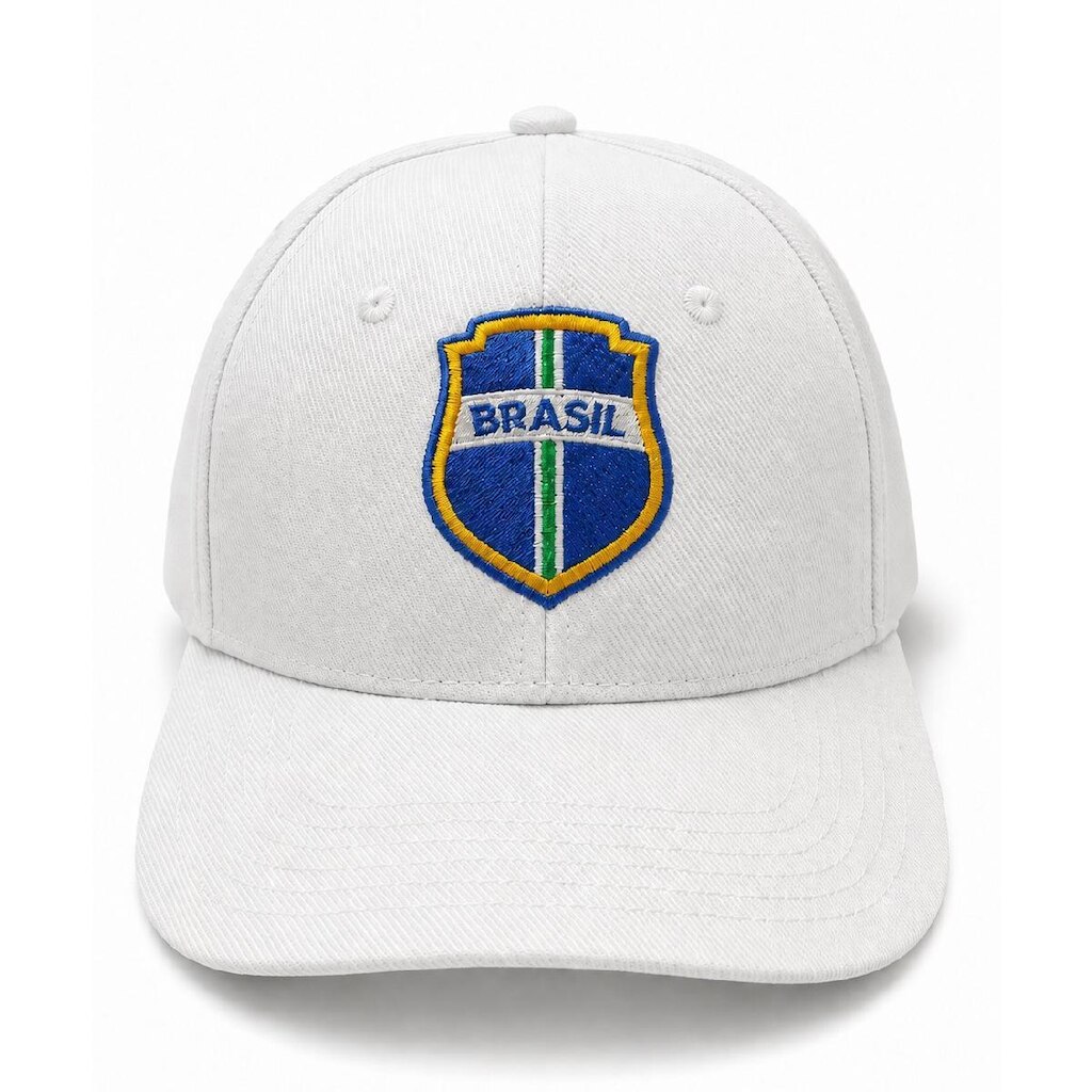 Boné Brasil SuperCap Brasão Símbolo Aba Curva Branco Oficial