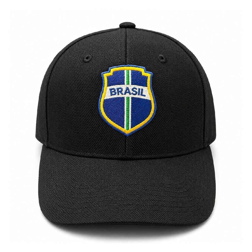 Boné Brasil SuperCap Brasão Símbolo Aba Curva Preto Oficial