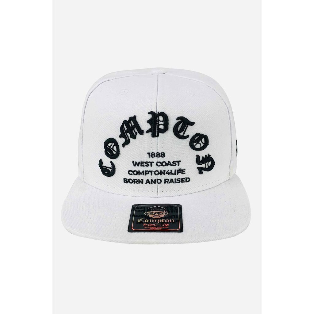 Boné Compton Aba Reta Snapback Born And Raised Branco