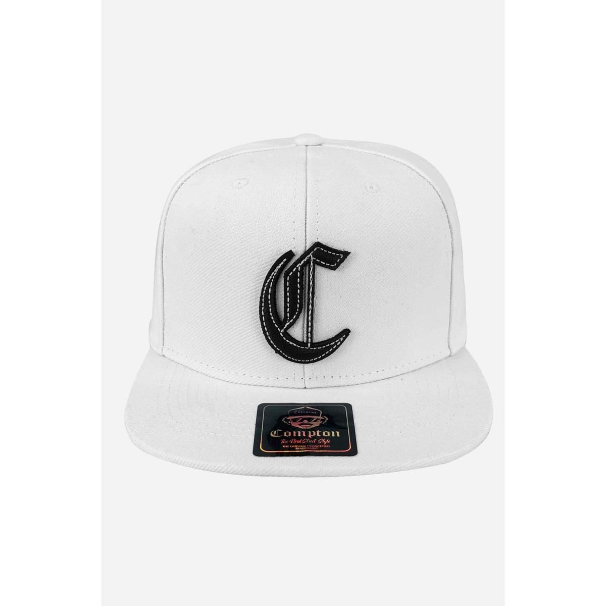 Boné Compton Aba Reta Snapback Logo Corte Laser Branco