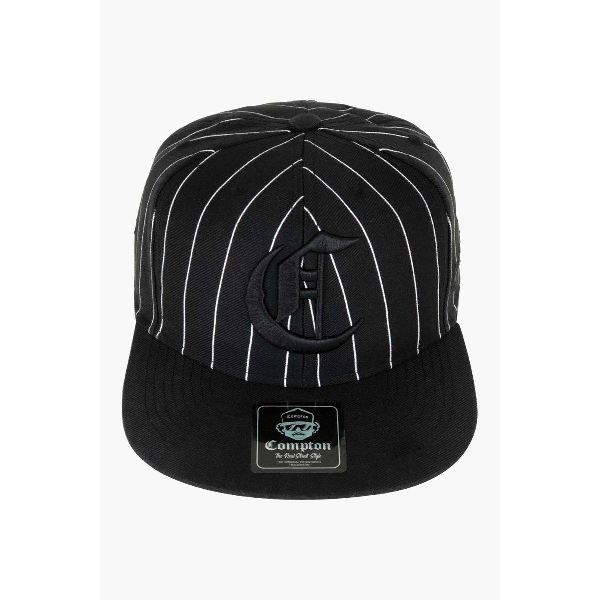 Boné Compton Aba Reta Snapback Logo Pinstripe Preto
