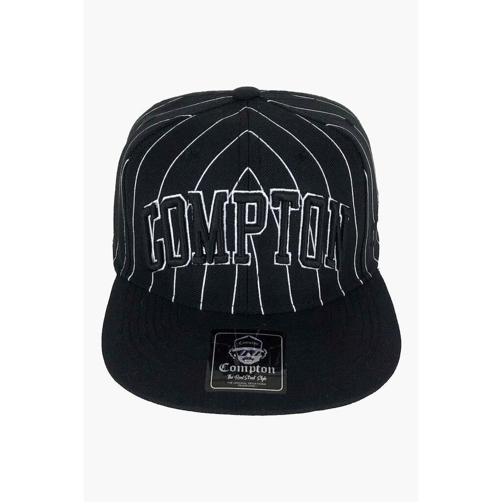 Boné Compton Aba Reta Urban Pinstripe Preto Bordado