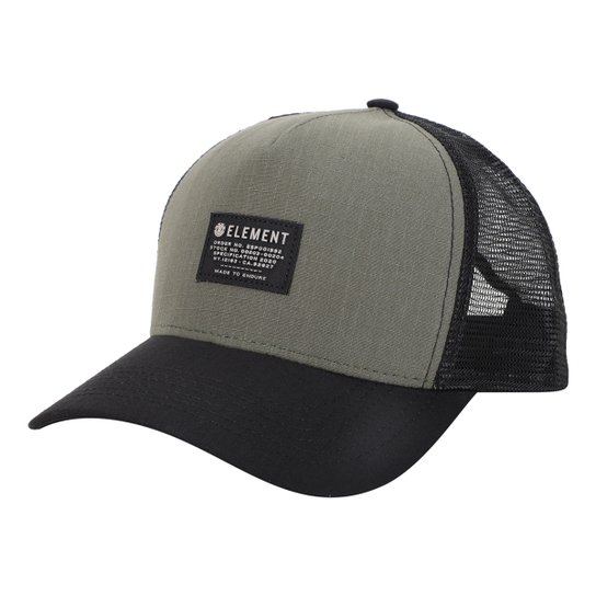 Boné Element Aba Curva True Trucker Masculino - Verde Militar Menor preço em Boné Element Aba Curva True Trucker Masculino - Verde Militar