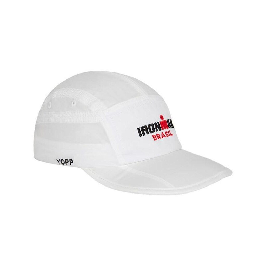 Boné Esportivo Yopp Ironman Brasil 5 Panel Respirável Branco