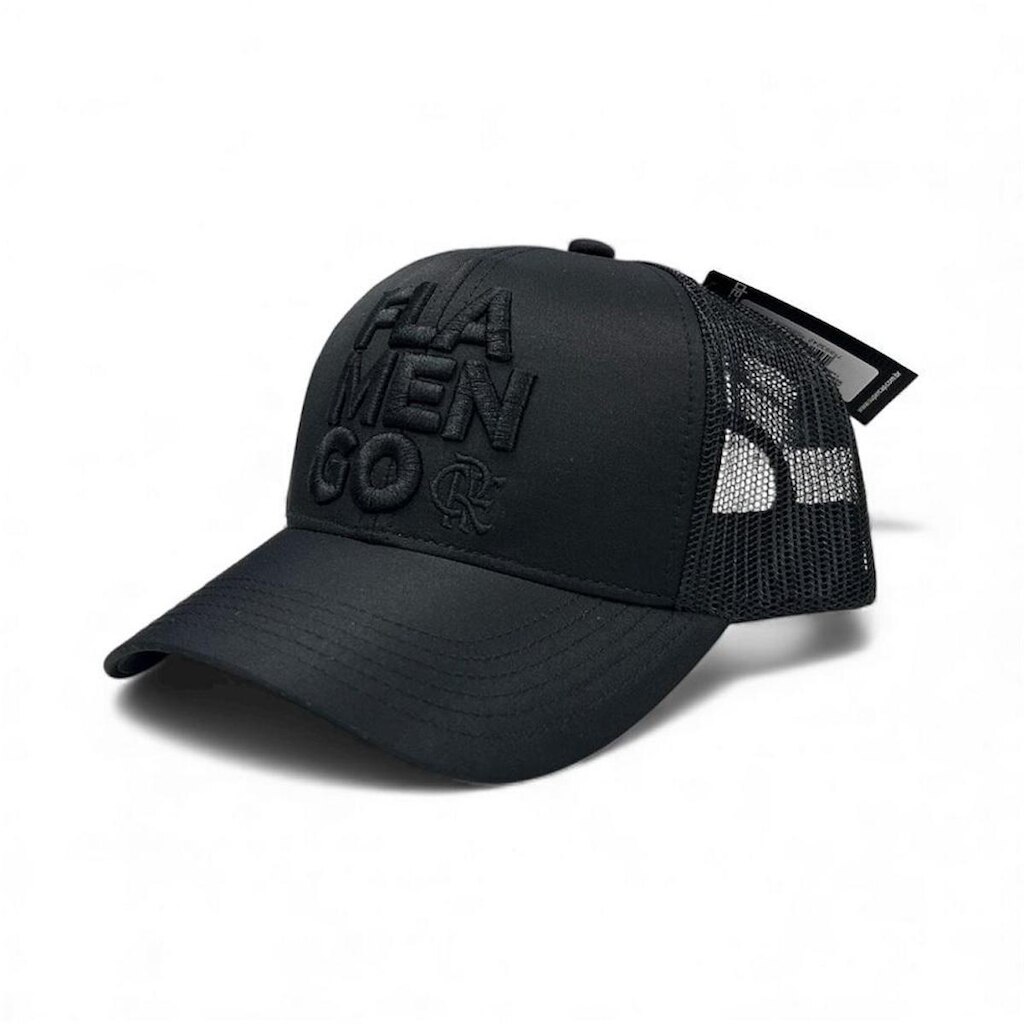 Boné Flamengo Aba Curva SuperCap Bordado - Preto
