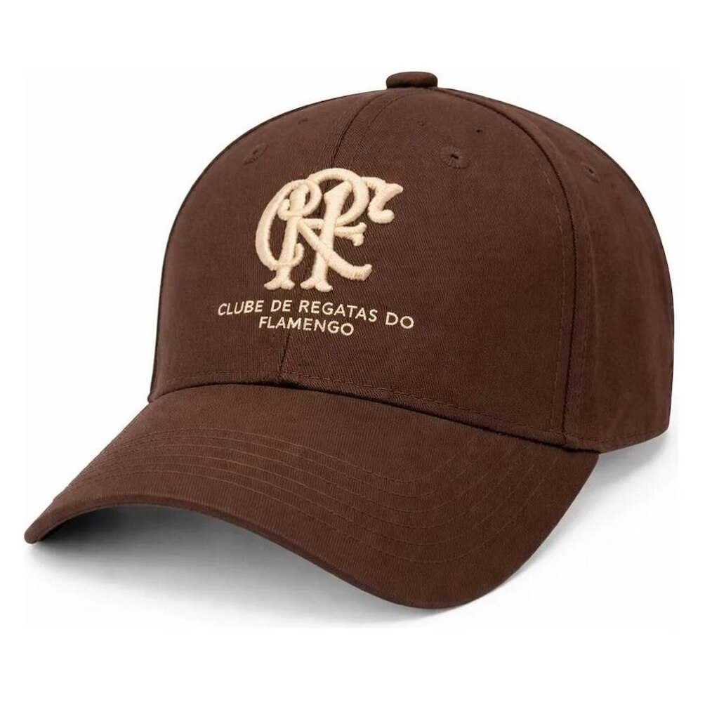 Boné Flamengo Aba Curva SuperCap dora - Marrom Escuro