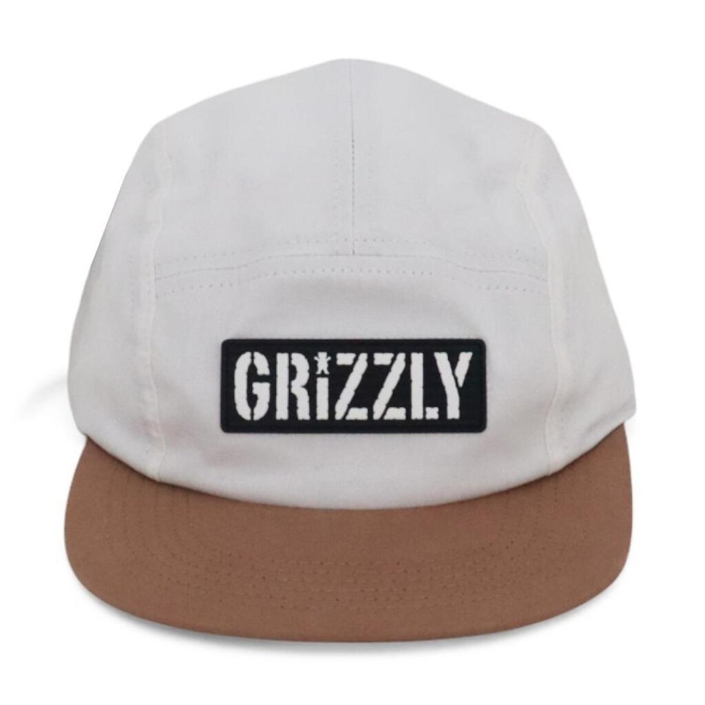 Boné Grizzly Five Panel Camper OG Stamp - Creme/Kaki