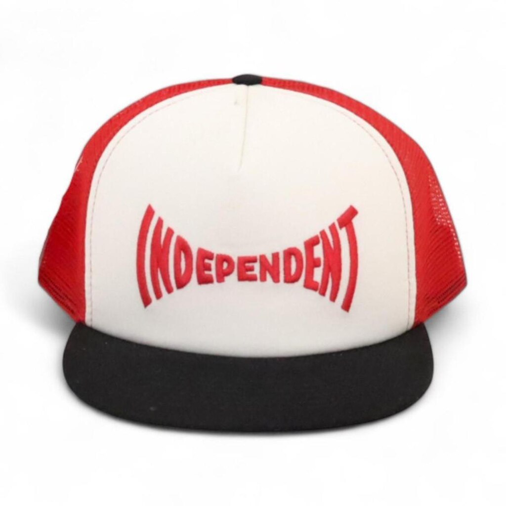 Boné Independent Trucker Span Mesh - Branco/Vermelho