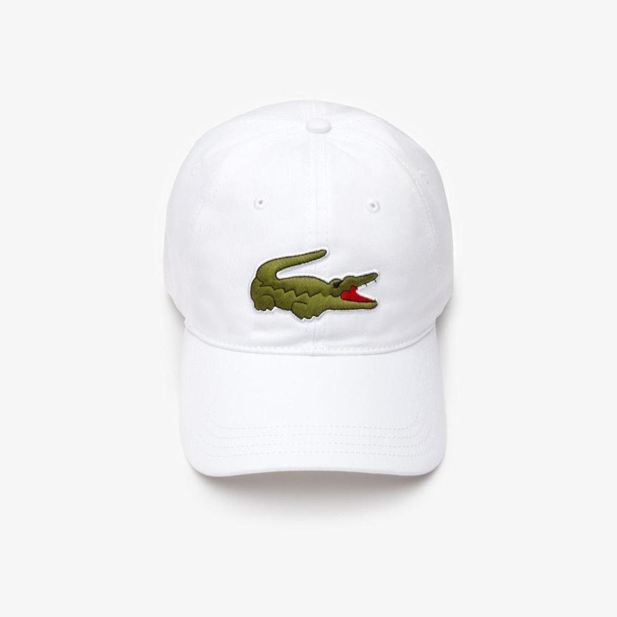 Boné masculino em algodão com tira contrastante e crocodilo grande - Branco  | Netshoes