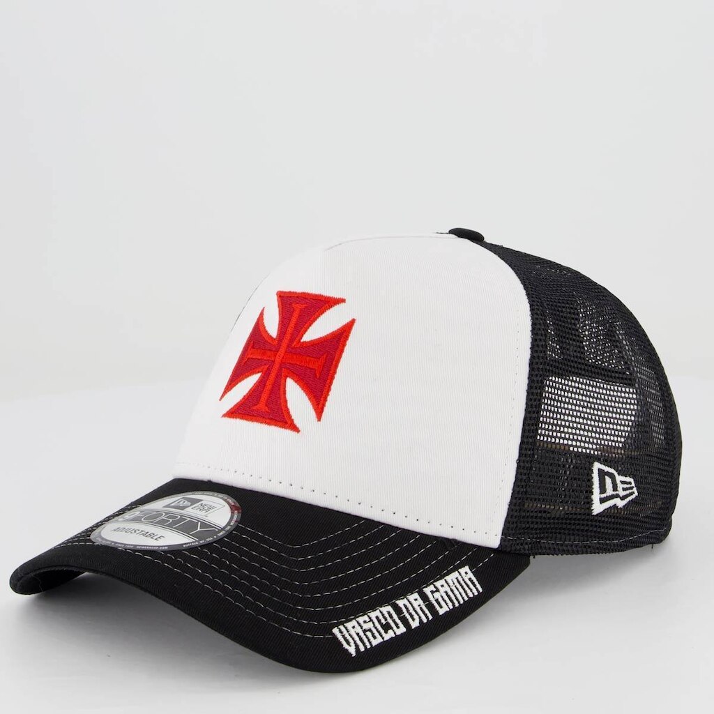 Boné New Era Vasco Trucker 940 Branco e Preto