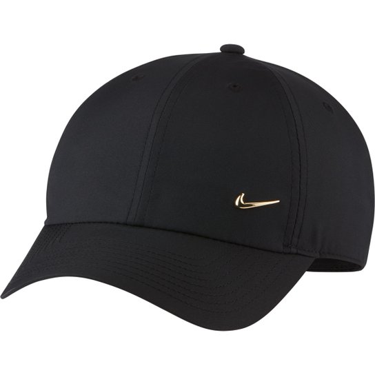 Boné Nike Aba Curva H86 Metal Swoosh - Preto+Dourado Menor preço em Boné Nike Aba Curva H86 Metal Swoosh - Preto+Dourado