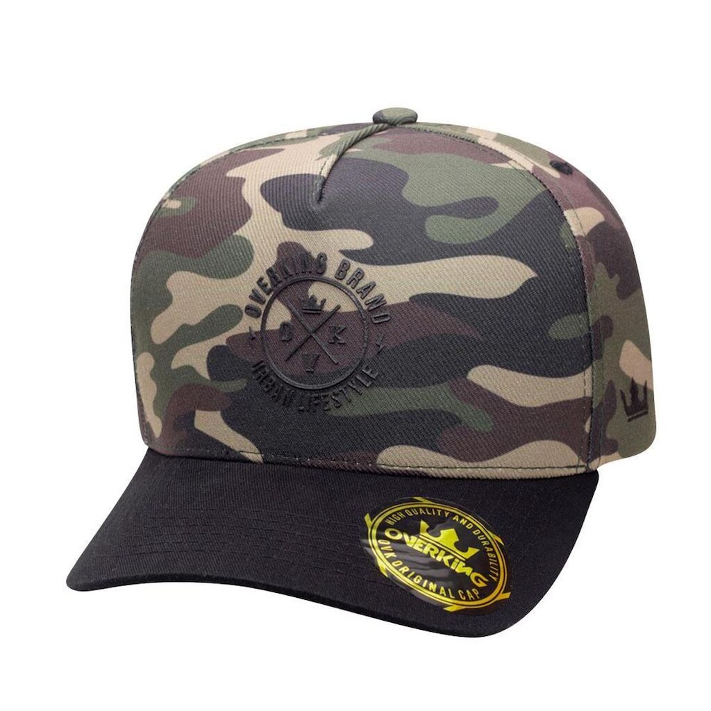 Boné Overking Aba Curva Trucker Hard Logo 2.0 Camuflado