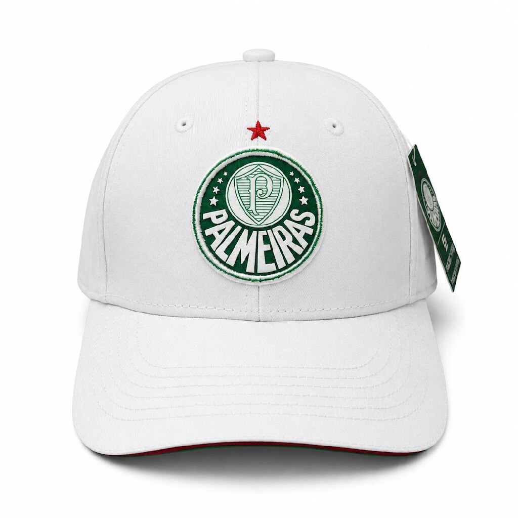 Boné Palmeiras SuperCap Escudo Bordado Branco Oficial