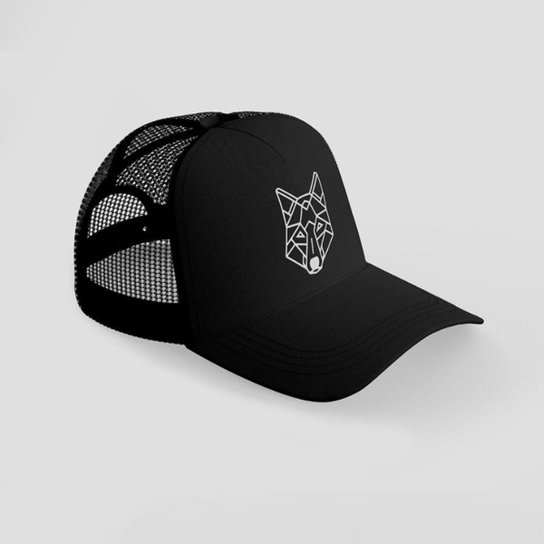 Boné Preto Estampado Alpha