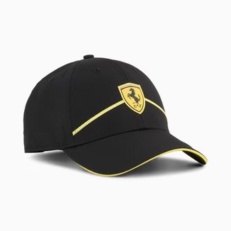 Boné Puma Ferrari Race Baseball Aba Curva Ajustável Preto