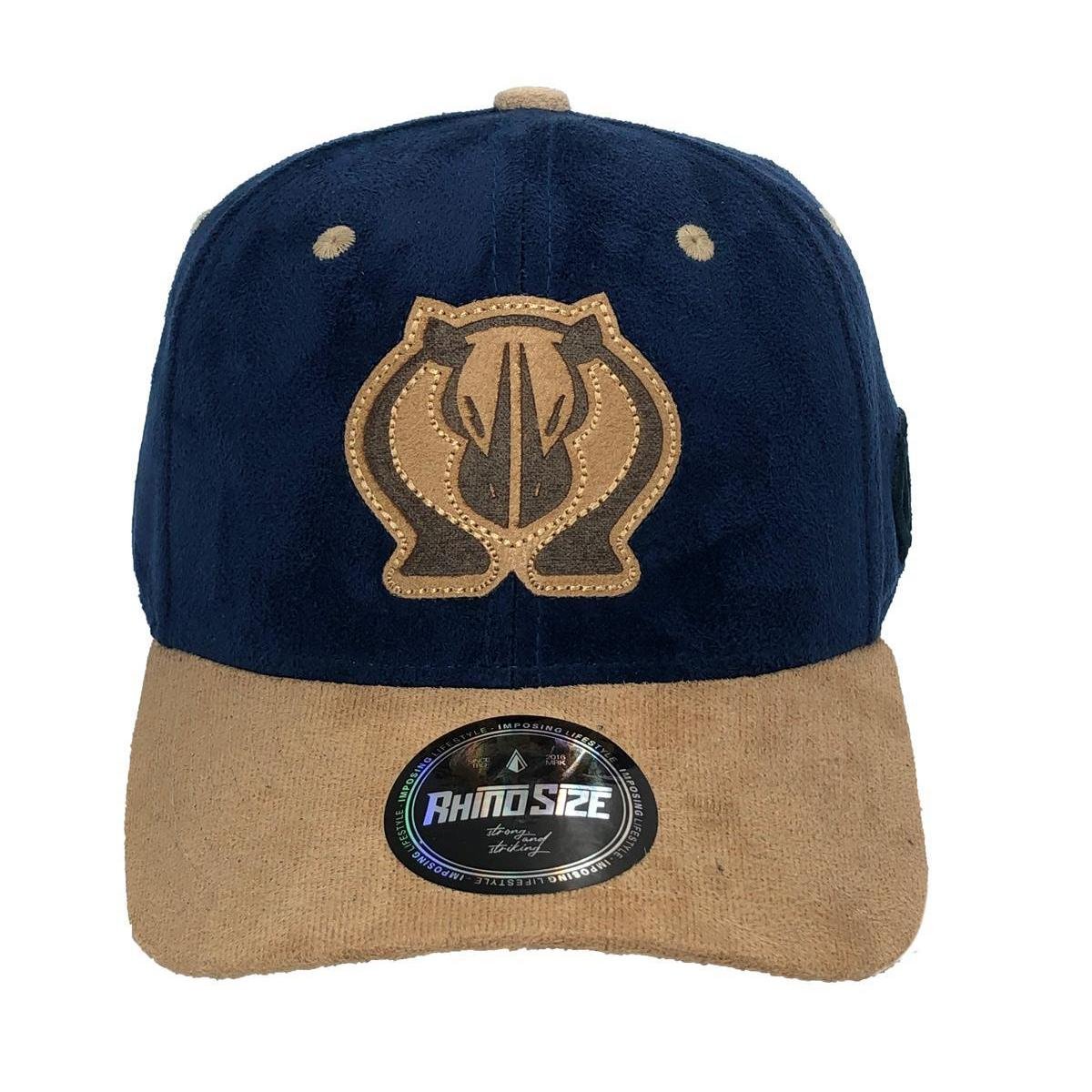Boné RHINO SIZE Clássico Aba Curva Marinho e Caramelo