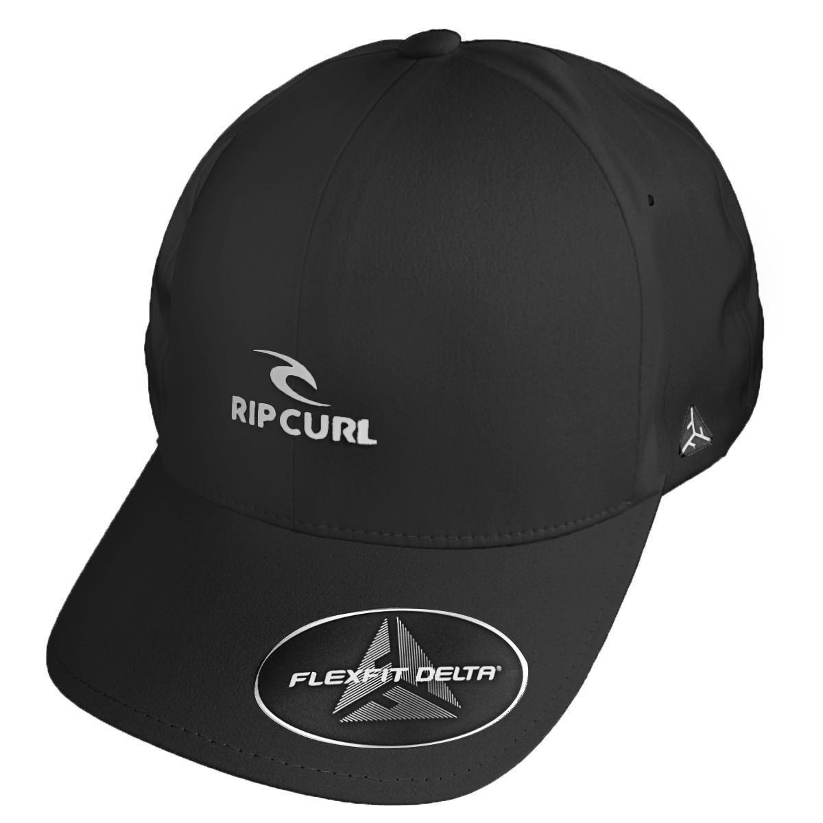 Boné Rip Curl Vaporcool Delta Flexfit Preto - Secagem Rápida, Anti-suor e Ajuste Perfeito