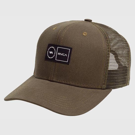 BONÉ RVCA PLATFORM TRUCKER II - VERDE MILITAR - Verde Menor preço em BONÉ RVCA PLATFORM TRUCKER II - VERDE MILITAR - Verde
