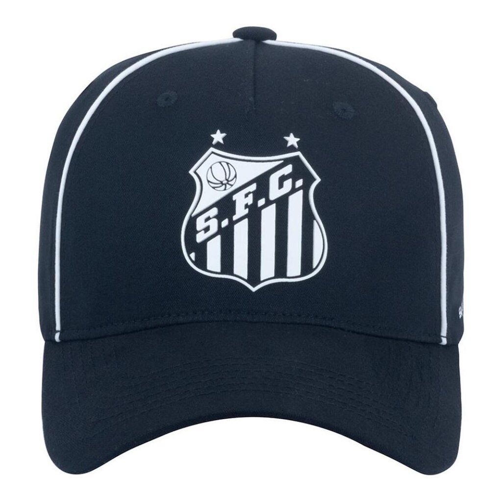 Boné Santos Silk Frontal Licenciado Sportcom  Preto Branco