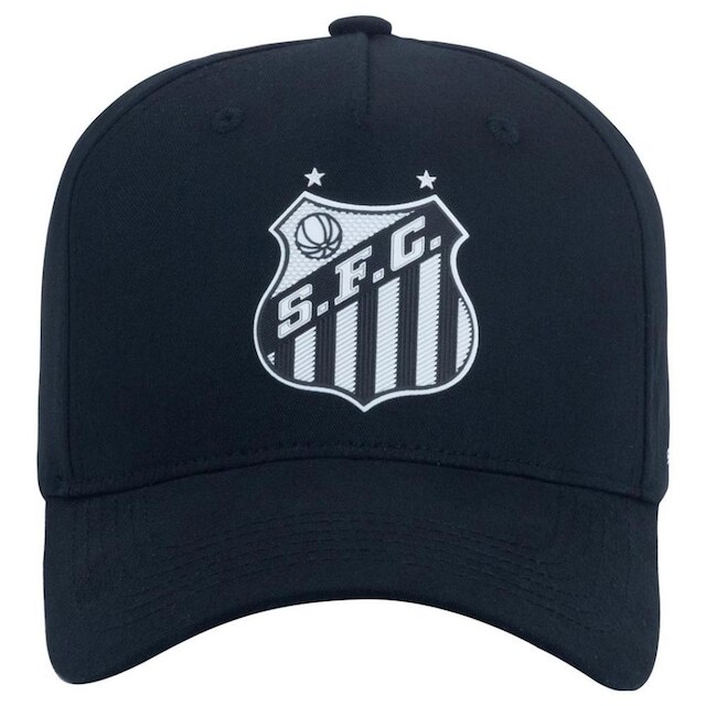 Boné Santos Silk Frontal Licenciado Sportcom  Preto Branco