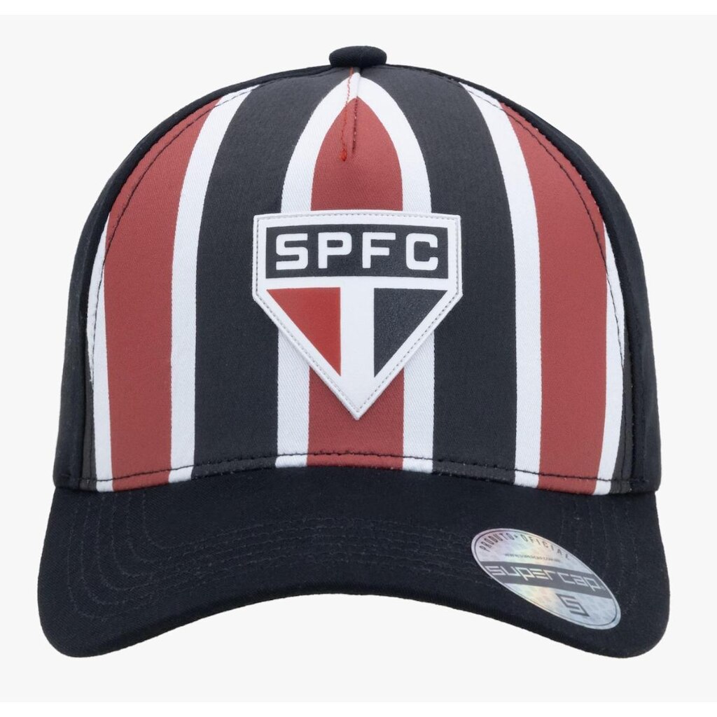 Boné São Paulo Listrado Americano Aba Curva Estruturado